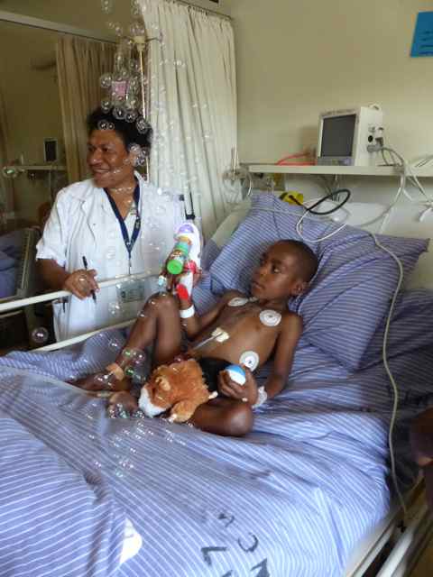 Kondo playing with bubbles post op