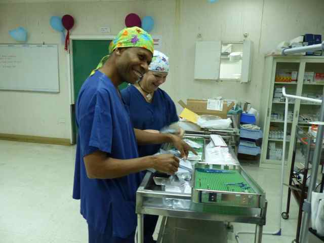 Local surgeon Noah learning about new operation instruments