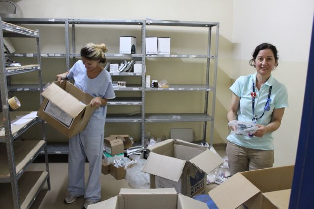 In Rwanda packing equipment for the trip back to Australia