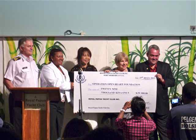 Cheque present to OHI by the Papua Yacht Club