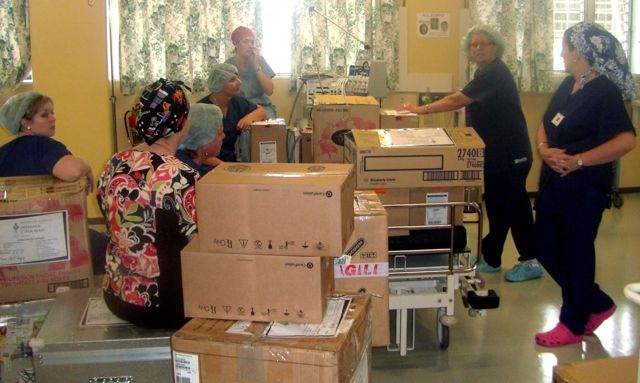 Boxes in Tona ready to be unpacked