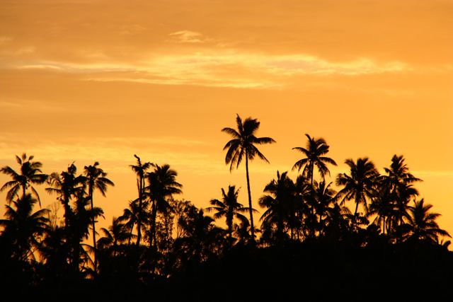Sunsets in Tonga with an orange sky