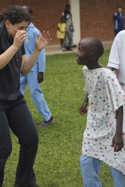 Rwandan cardiac patients playing football