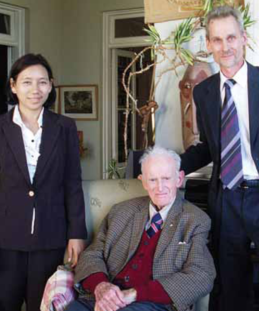 Image of a young Dr Kyaw, Professor French and Dr Rowan Nicks